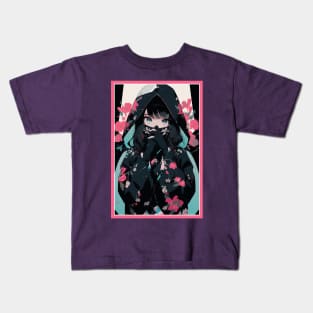 Aesthetic Anime Girl Pink Rosa Black | Quality Aesthetic Anime Design | Premium Chibi Manga Anime Art Kids T-Shirt